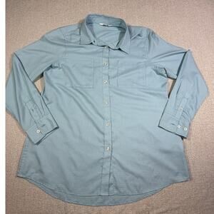 Mountain Khakis Women Large Green White Checked Long Sleeve Button Outdoor Shirt